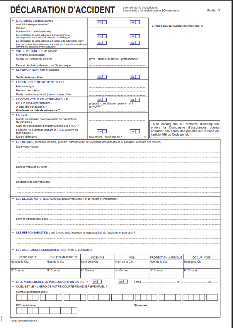 Constat européen — verso