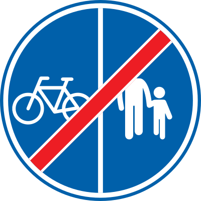 D10. Fin de la partie de la voie publique obligatoire pour les piétons, les cyclistes et les conducteurs de cyclomoteurs classe A