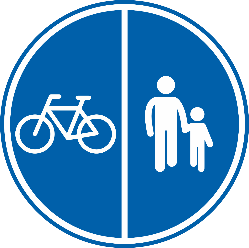 D9. Partie de la voie publique obligatoire pour les piétons, les cyclistes et les conducteurs de cyclomoteurs classe A