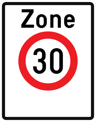 Début d'une zone de vitesse 30 km/h